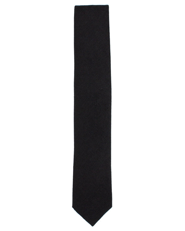 Black Silk Linen Tie